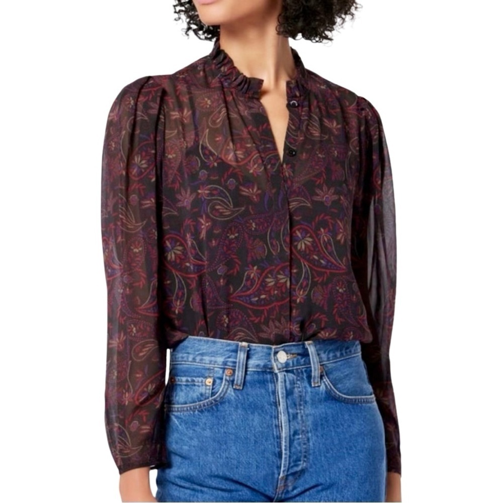 Joie Delancey Long Sleeve Silk Top